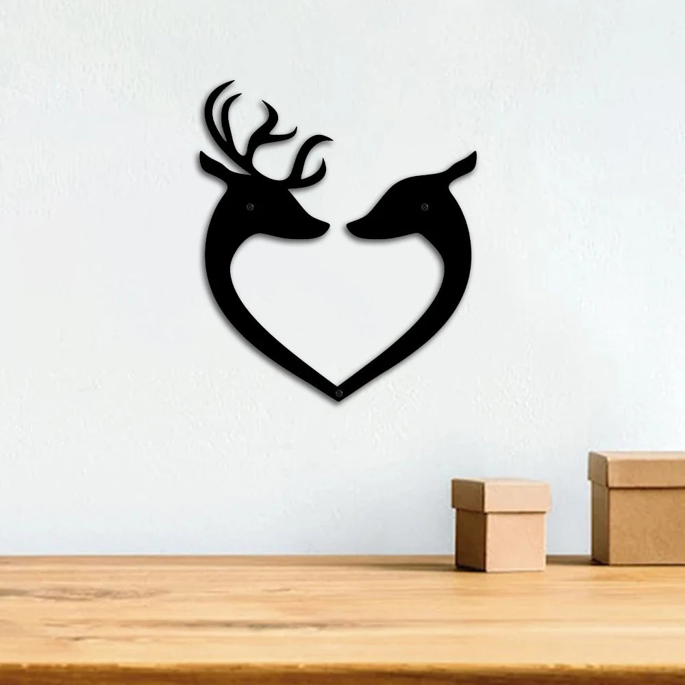 Heart-shaped Deer Lover Metal Sign Romantic Gift Hanging Home Bedroom Bathroom Wall Decor Ornaments