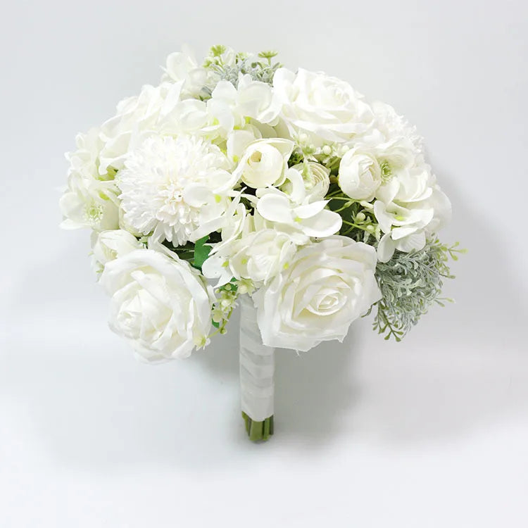 Handmade Silk Rose Wedding Bouquets for Bride Fake Flowers Holder Wedding Bouquet for Bridesmaid Bridal Bridesmaid Accessories