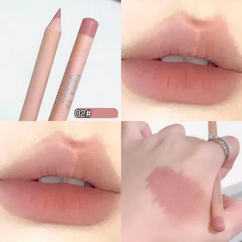 Bean Paste Pink Lip Liner Pen Professional Lip Liner Pencil Velvet Matte Lip Non-stick Cup Nude Lipstick Pen Contour Line Makeup