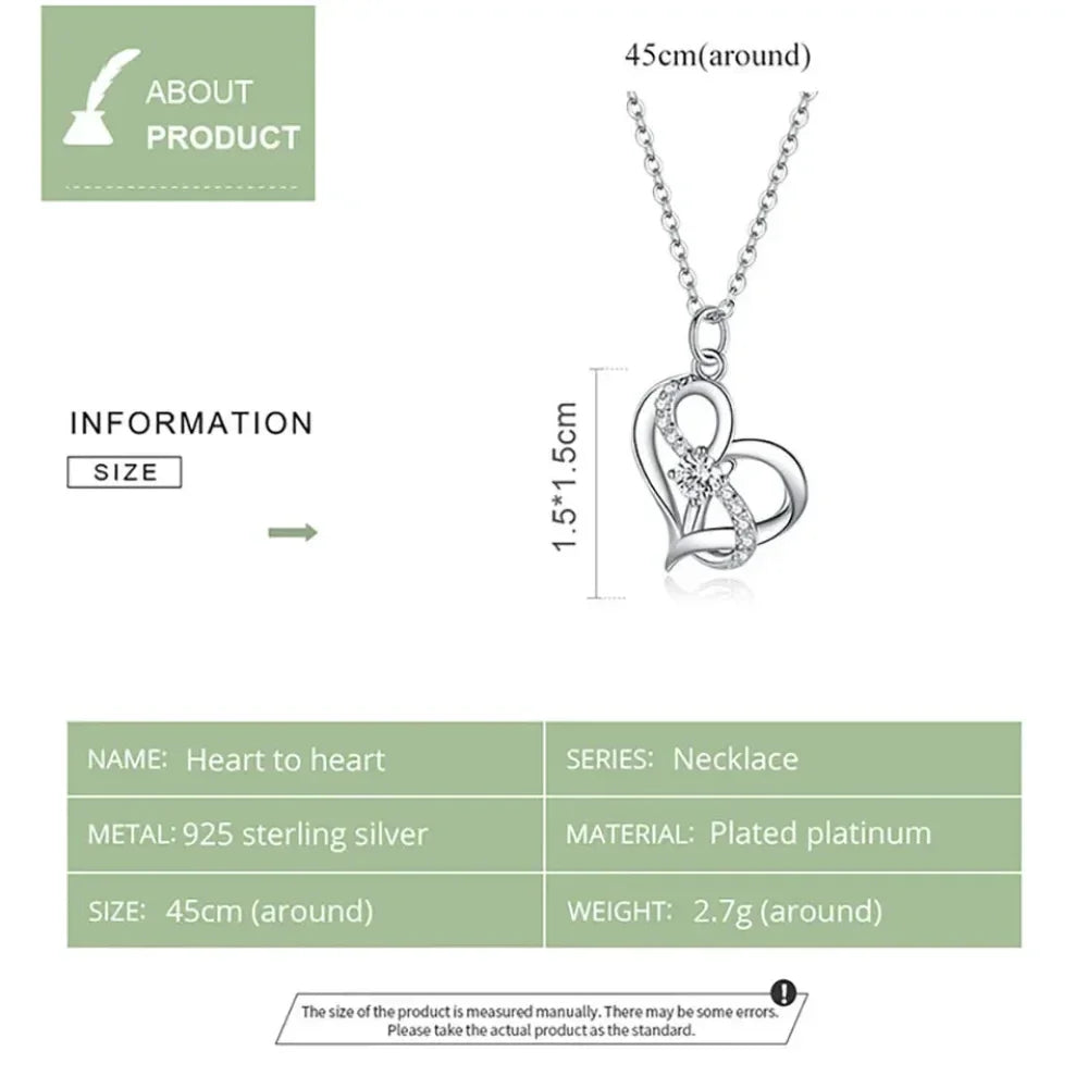 Sterling Silver Forever Love Heart Pendant Necklace With Cubic Zirconia - Women'S Necklace