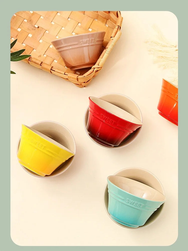 300ML 4.5 Inches Dishes Fruit Bowl Tableware Ramen Bowls for Food Kitchen Salad Cute Dining Bar Home Garden 8 Colors