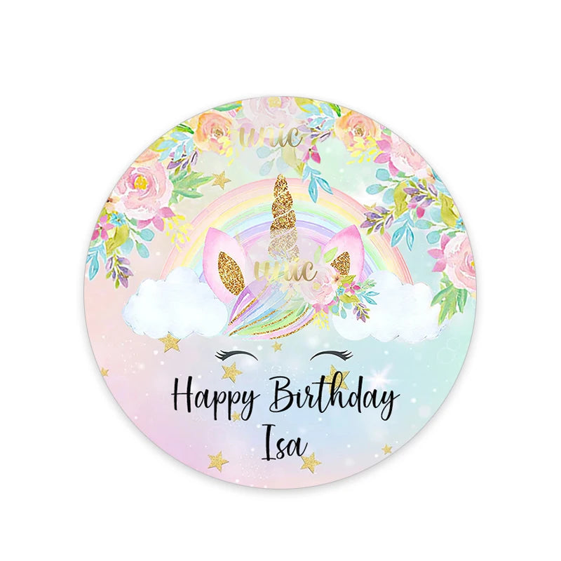 Unicorn Party Sticker Customized Name Text Candy Box Decor Baptism Baby Shower Decorations Kids Favors DIY Supplies