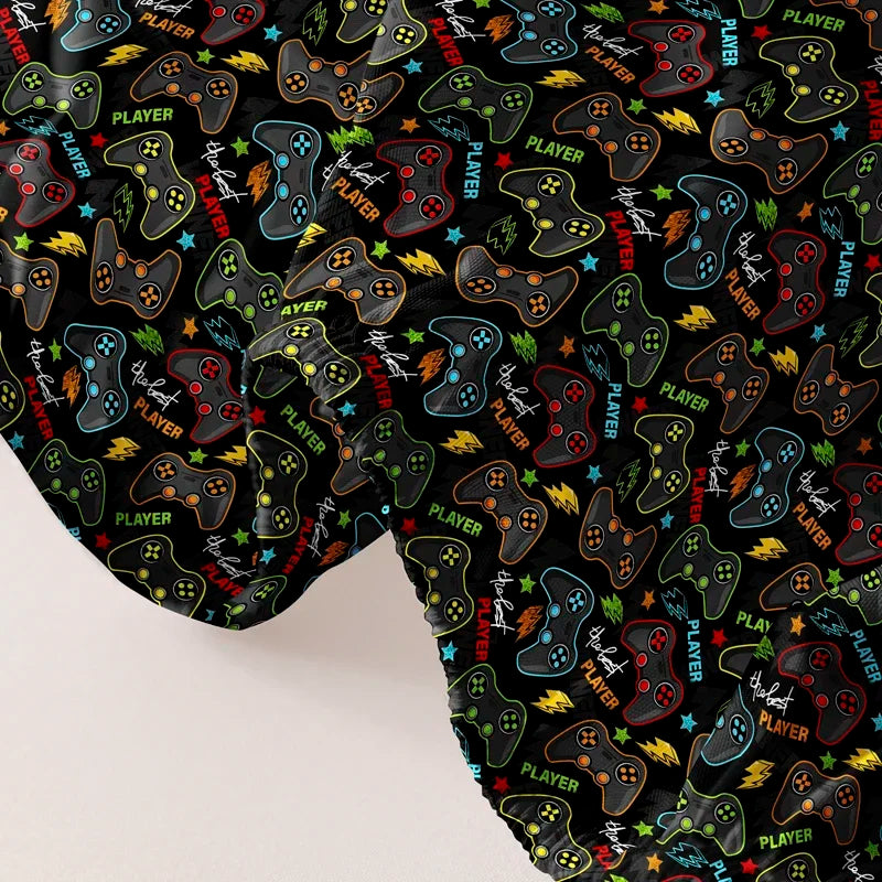 1 Cartoon Fun Printed Matte Fitted Sheet, Bedroom Printed Bed Cover, Bedding (Excluding Pillowcases)