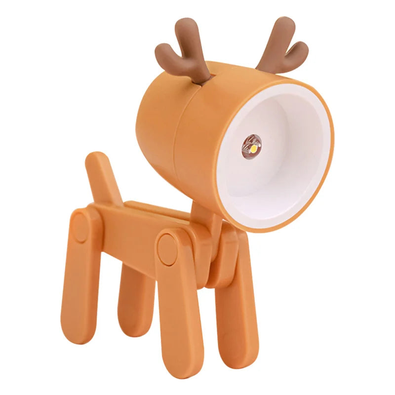 Mini LED Night Light Cute Cartoon Desk Lamp Puppy Deer Desktop Ornament Bedroom Table Lights Children Holiday Gifts