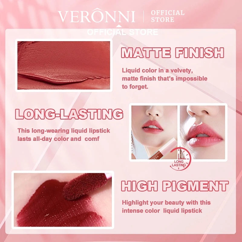 12 Colors Matte Liquid Lipstick 2.3ml Mini Size Vegan&Cruelty-Free Long Lasting Non-Drying Nude to Bold Shades Fade Proof Makup