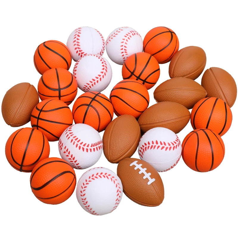 5/10Pcs Squeeze Ball Toy Kids Sports Theme Birthday Party Favors Goodie Pinata Filler Anti Stress Rubber Soccer Basketball Gifts