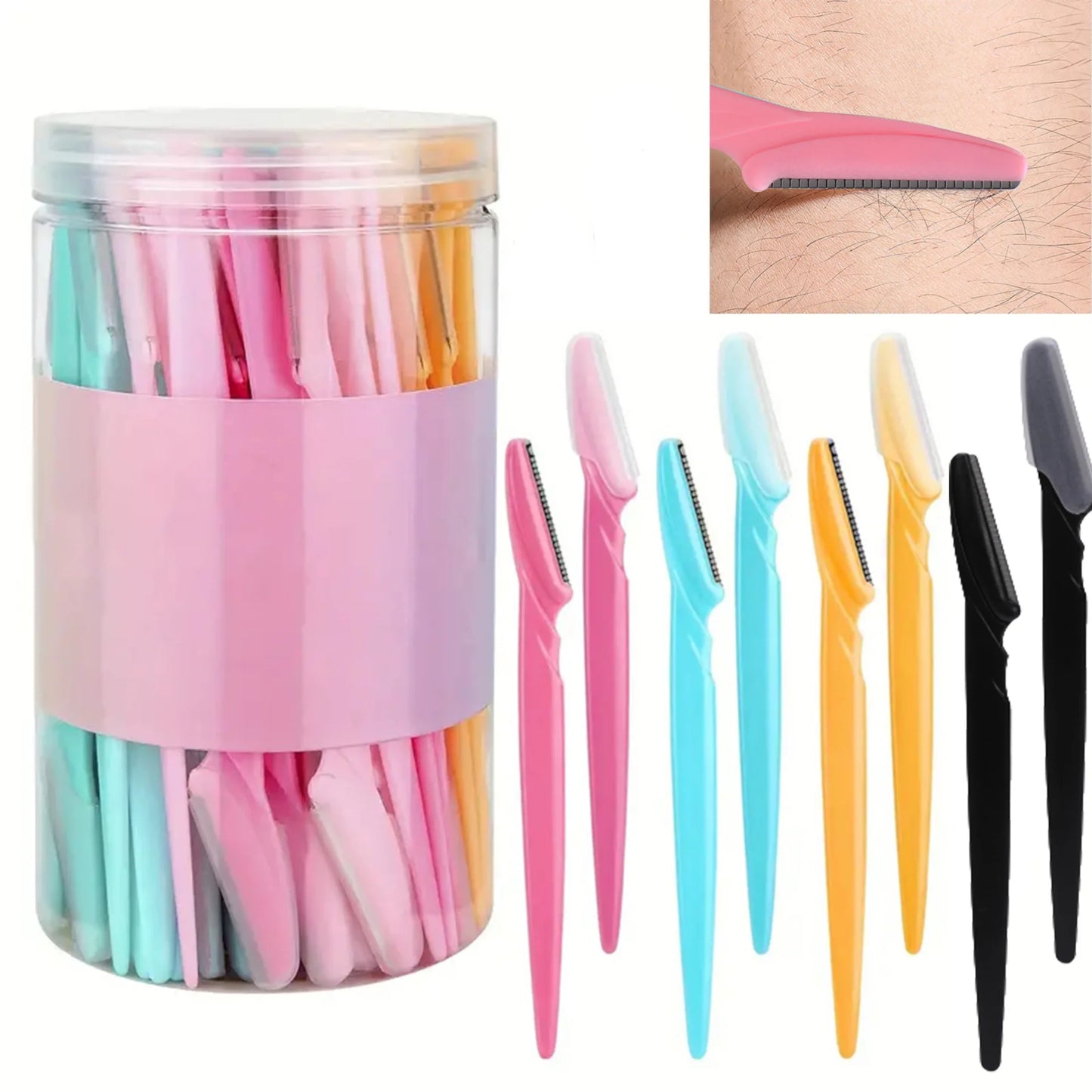 40Pcs Eyebrow Trimmer Makeup Beauty Tools Safe Eye Brow Razor Face Body Hair Removal Shaver Blades Woman Eyebrows Shaping Knife
