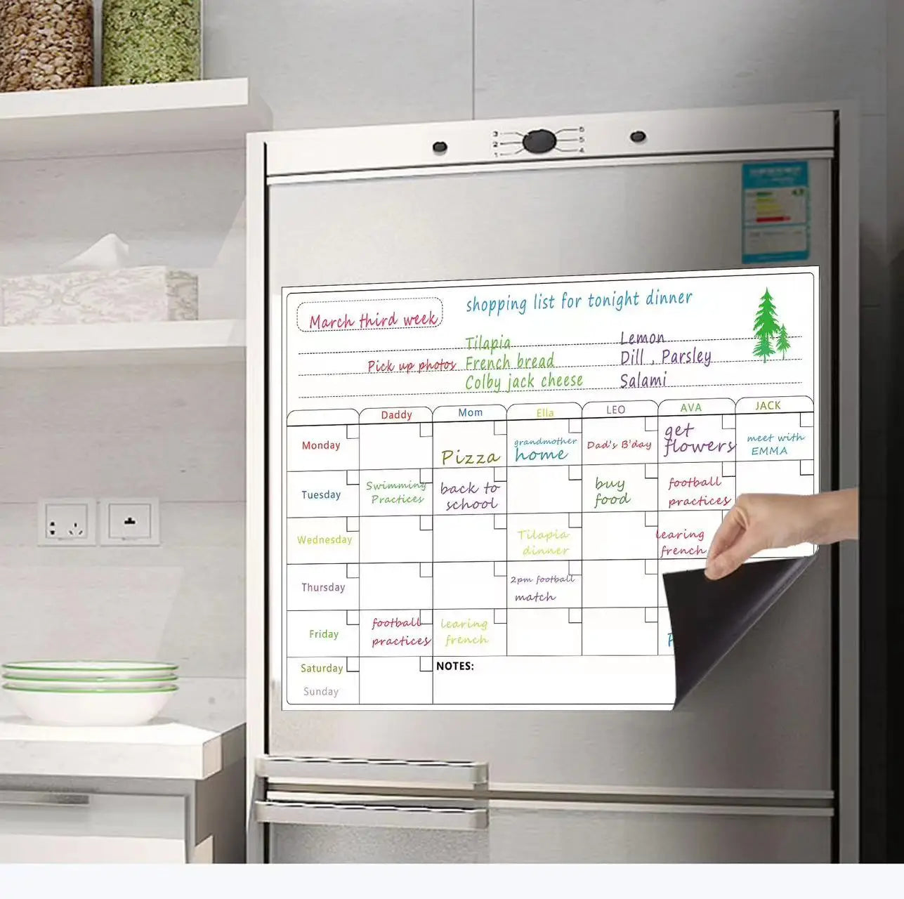 1 Set Magnetic Refrigerator Dry Erase Calendar 12" X 16" Monthly Planner Whiteboard Message Organizer For Kitchen Fridge With Fr