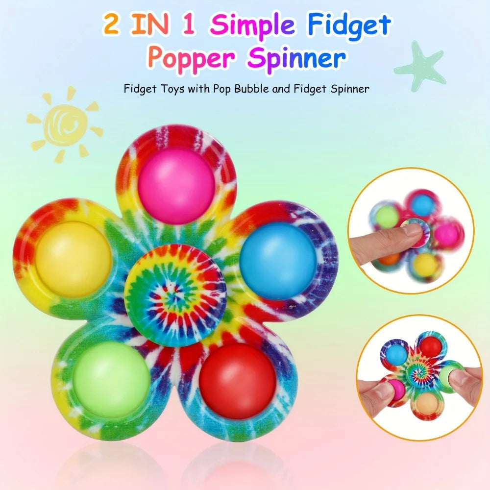 12/24 Pcs Fun Colorful Bubble Spinner Kids Birthday Party Favors Classroom Prizes Carnival Christmas Wedding Guest Gifts Pinata