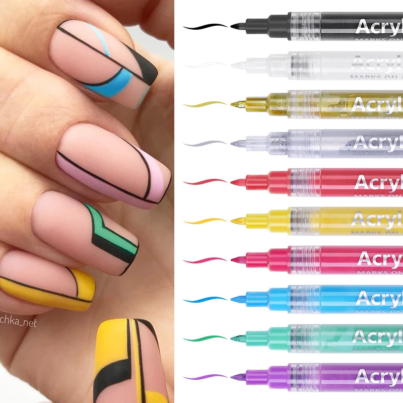 1Pc Nail Art Drawing Graffiti Pen Waterproof Painting Liner Brush DIY 3D Abstract Lines Fine Details Flower Nail Manicure Tools