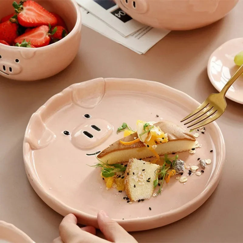 European Creative Cute Pink Pig Tableware Dishes Ceramic