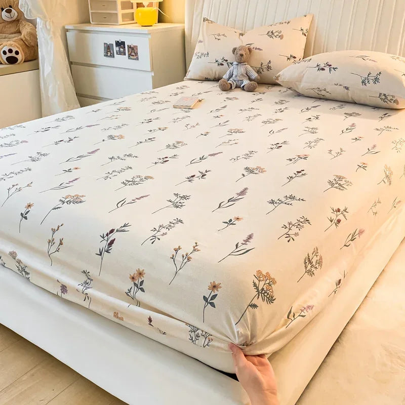 Fitted Sheet 100% cotton for single/couple bed, breathable and soft non-slip, customizable, 1 part, 16 sizes
