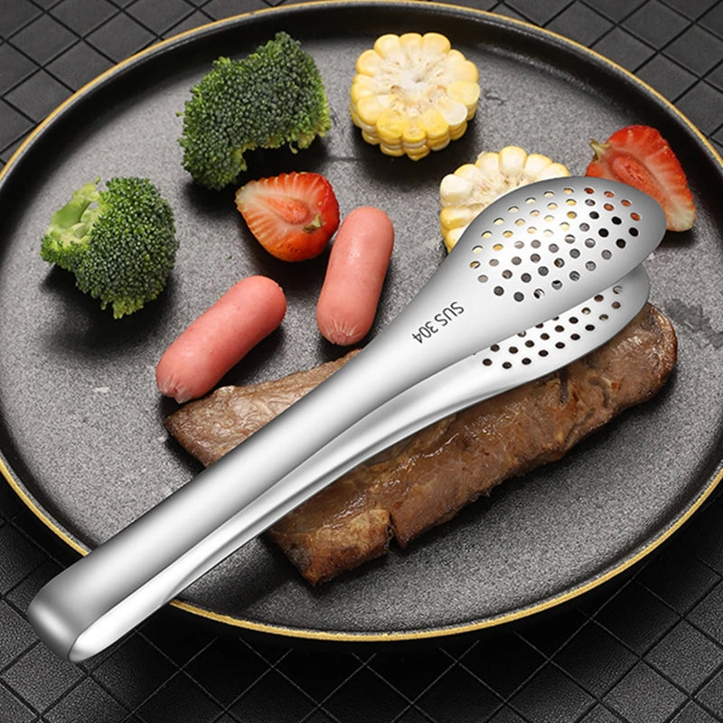 2-Size Stainless Steel Heat Resistant Food Tongs Non-stick