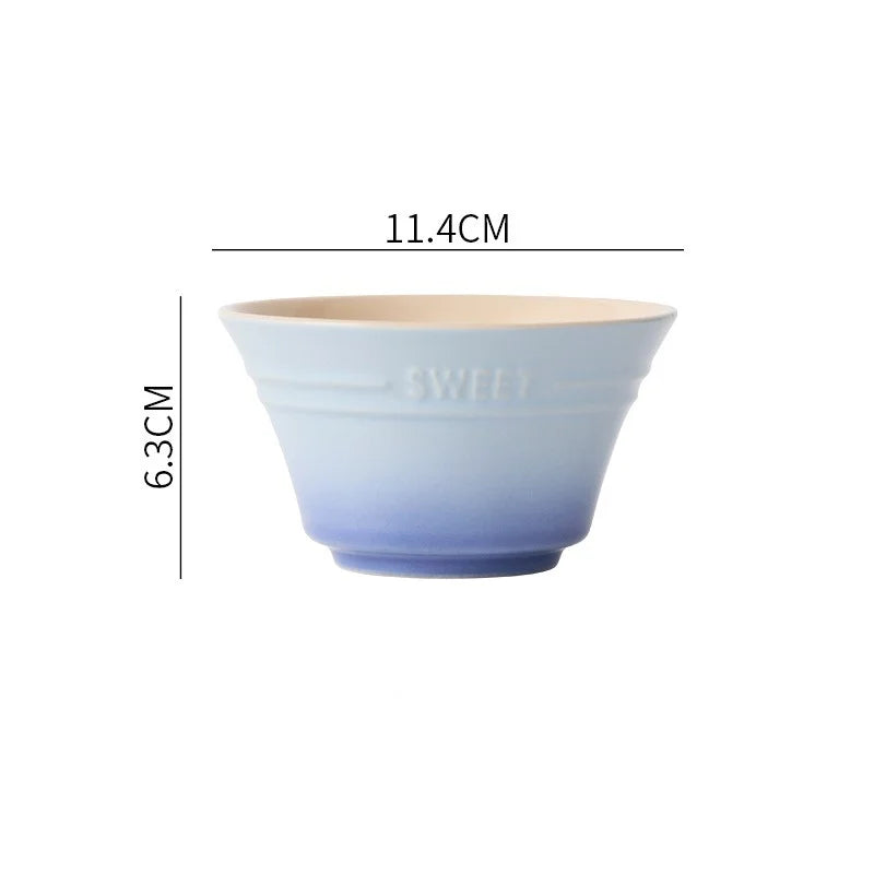 300ML 4.5 Inches Dishes Fruit Bowl Tableware Ramen Bowls for Food Kitchen Salad Cute Dining Bar Home Garden 8 Colors