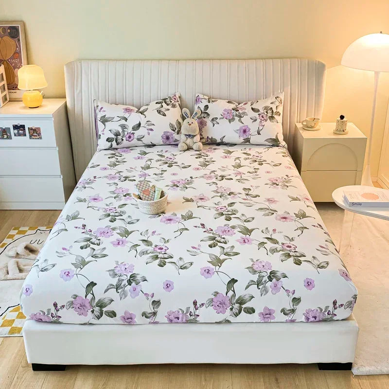 Fitted Sheet 100% cotton for single/couple bed, breathable and soft non-slip, customizable, 1 part, 16 sizes