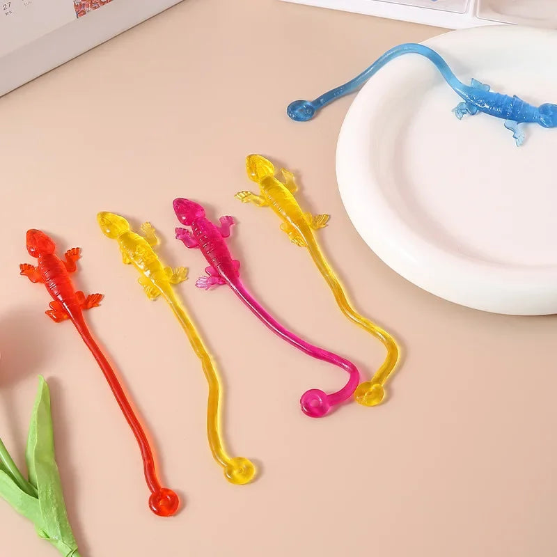 20Pcs Fun Colorful Lizard Sticky Retractable Toys for Kids Birthday Party Favors Baby Shower Pinata Fillers Halloween Party Gift