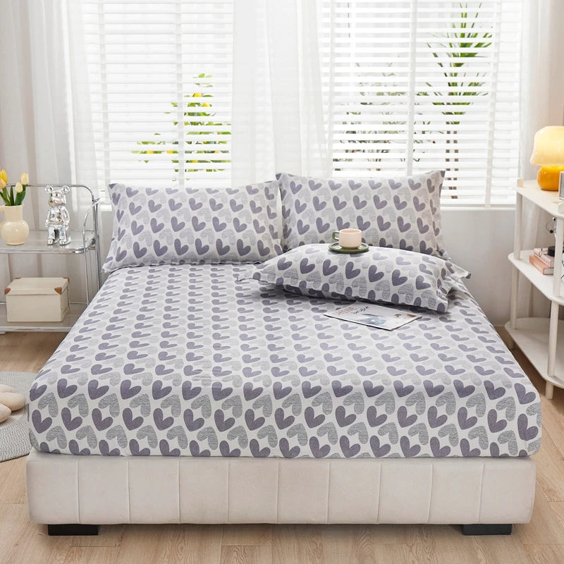 Cartoon Style Fitted Sheet Pure Cotton Bed Sheets Adults Kids Room Mattress Cover Printed Bed Linen 매트리스커버 (No Pillowcase)