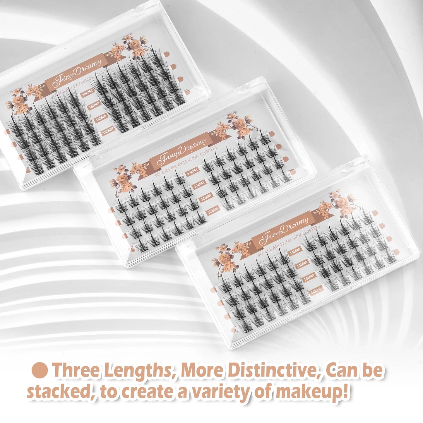 ETVITE DIY Clusters Eyelash Extension Dovetail Segmented Lashes 48 Volume Natural Segmented Eyelashes Bundles
