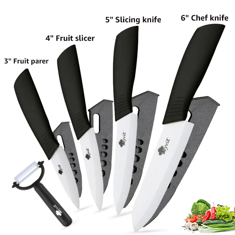Ceramic Knife Kitchen Knives Set 3 4 5 6inch Chef Knife Utility Slicing Cutter Fruit Vegetable Baby Food Paring Anti-slip Handle
