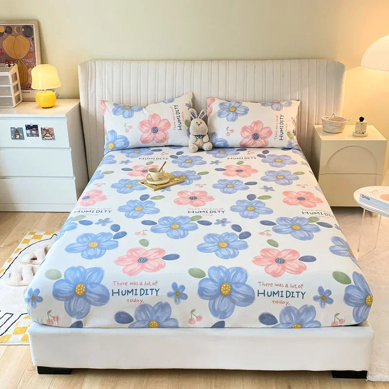 Fitted Sheet 100% cotton for single/couple bed, breathable and soft non-slip, customizable, 1 part, 16 sizes