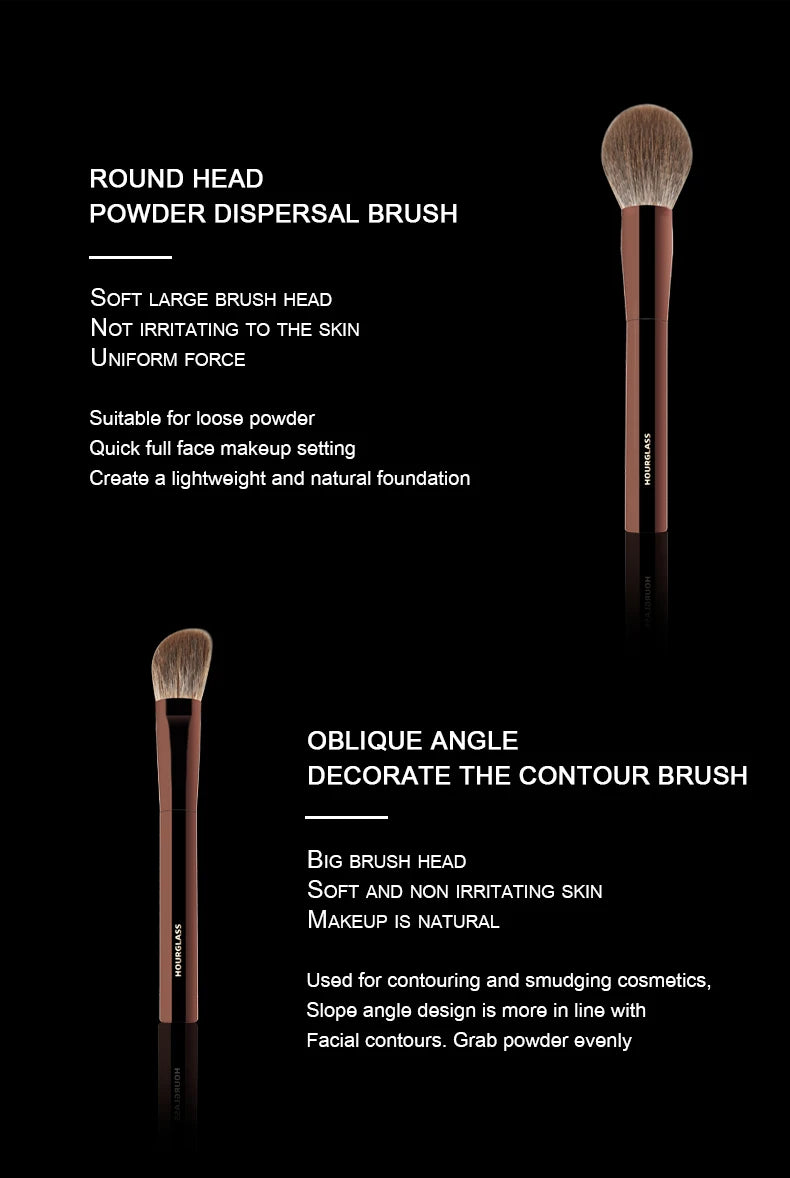 Hourglass Makeup Brush Set 10 Soft and Convenient Eyeshadow, Concealer, Stucco, Grooming Face Makeup Brushes