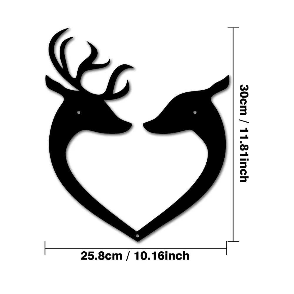 Heart-shaped Deer Lover Metal Sign Romantic Gift Hanging Home Bedroom Bathroom Wall Decor Ornaments