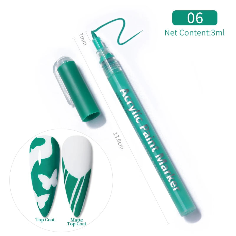 1Pc Nail Art Drawing Graffiti Pen Waterproof Painting Liner Brush DIY 3D Abstract Lines Fine Details Flower Nail Manicure Tools