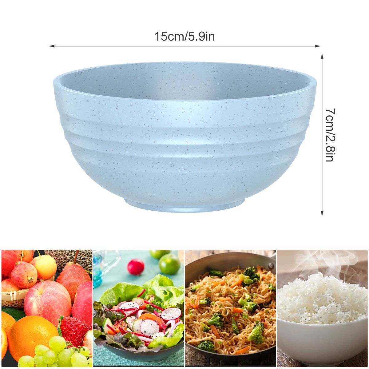 4Pcs Cereal Bowl Set Unbreakable Bowl Kitchen Outdoors Camping