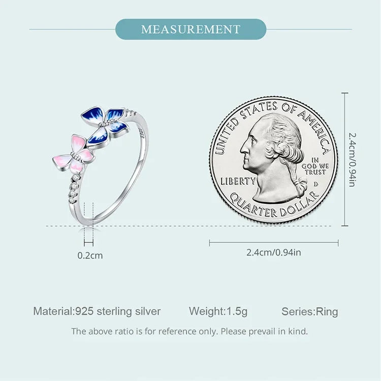 Flutter of Elegance: Sterling Silver CZ Butterfly Band Ring