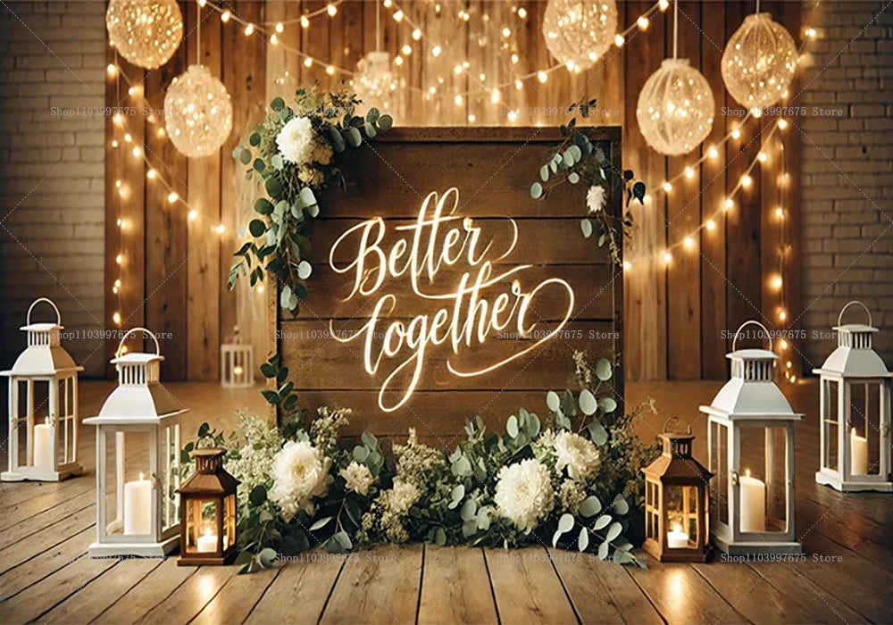 Mr & Mrs Rustic Wooden Backdrop Wedding Bridal Shower Bachelorette Party Decirations Photography Background Photo Booth Props