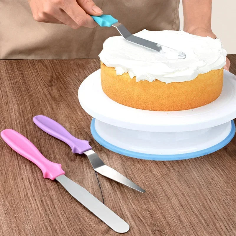 28cm Anti-skid Plastic Cake Turntable Rotating Cake Decorating Tools Pastry Bags Nozzles Set Spatula Kitchen Gadget Sets cozinha
