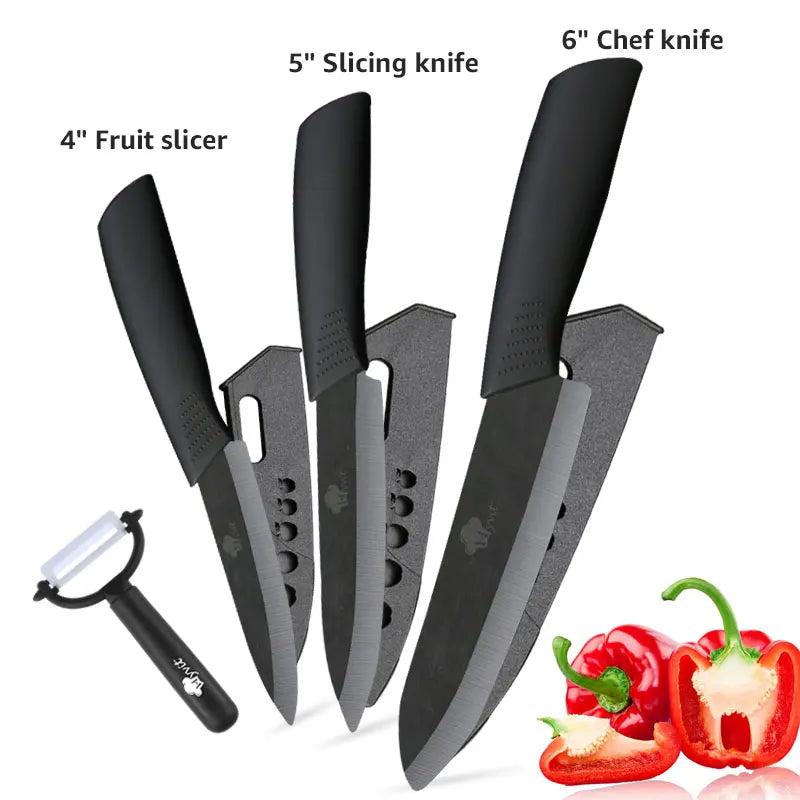 Ceramic Knife Kitchen Knives Set 3 4 5 6inch Chef Knife Utility Slicing Cutter Fruit Vegetable Baby Food Paring Anti-slip Handle