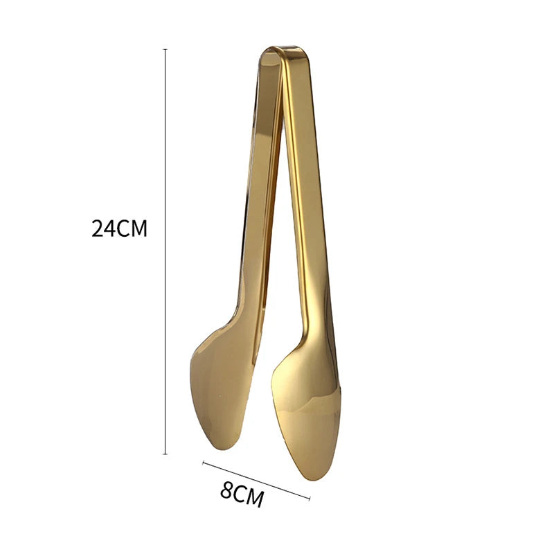 7-Styles Golden Stainless Steel BBQ Food Tongs Hollow Steak Cake Clip Bread Grill Clamp Cooking Kitchenware Kitchen Accessories