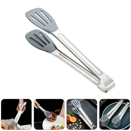 Food Tongs Kitchen Clips Stainless Steel Silicone Heat Resistant Cooking Tools