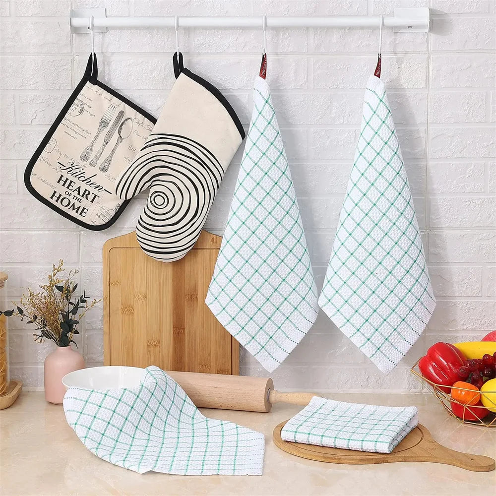 Homaxy 100% Cotton Kitchen Towel Soft Dishcloth Super Absorbent Kitchen Cloths Home Cleaning Scouring Towel Washing Dishes Cloth