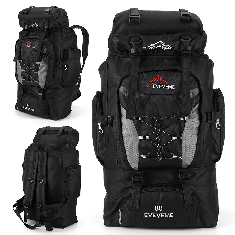 80L Travel Backpack Waterproof Outdoor Pack Black-1