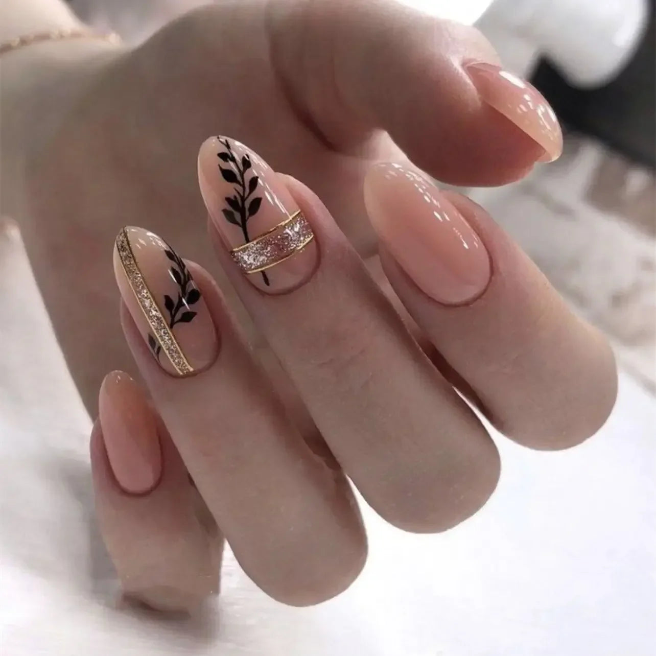 24 Pcs Matte Almond False Nails Set-24