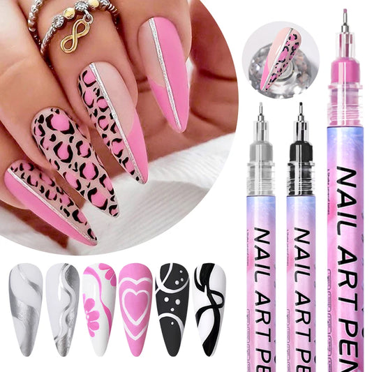 1Pc Nail Art Drawing Graffiti Pen Waterproof Painting Liner Brush DIY 3D Abstract Lines Fine Details Flower Nail Manicure Tools