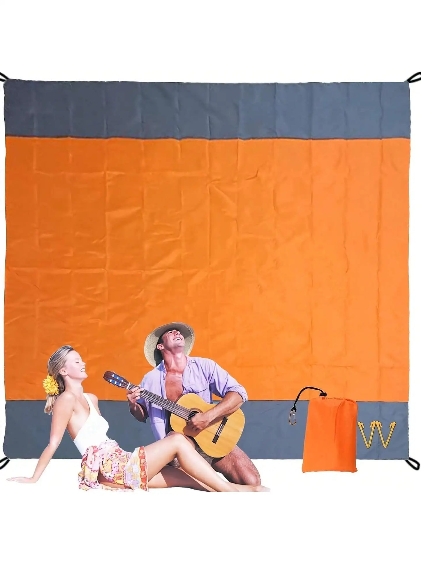 Waterproof Sandproof Beach Blanket, Foldable Beach Mat With 4 Corner Stakes, For Outdoor Camping Travel Vacation Hiking