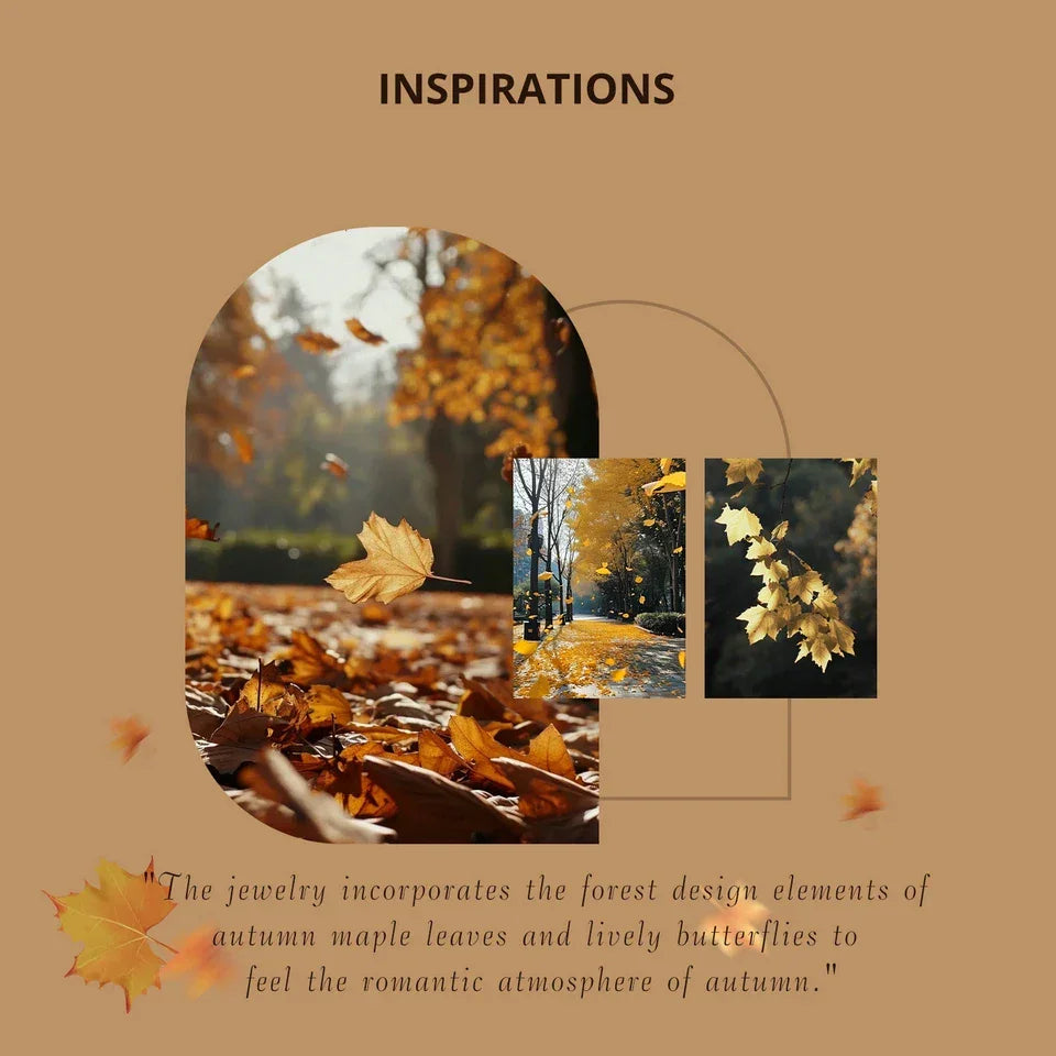 Autumn Elegance: White Gold Plated Sterling Silver Leaf Butterfly Necklace