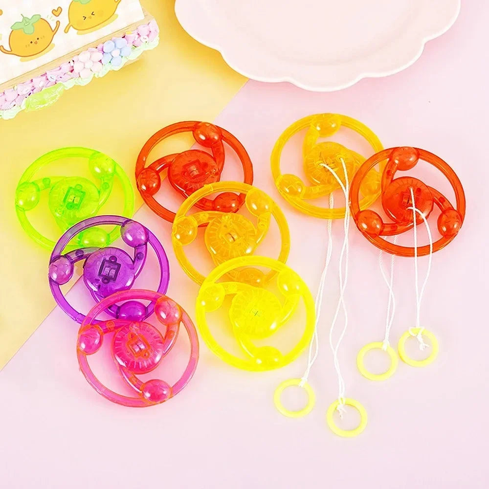 6 Pcs Fun Hand Pulled LED Light Up Flywheel Toys Children's Day Party Birthday Guest Gift Pinata Filler Kindergarten Gift Prize