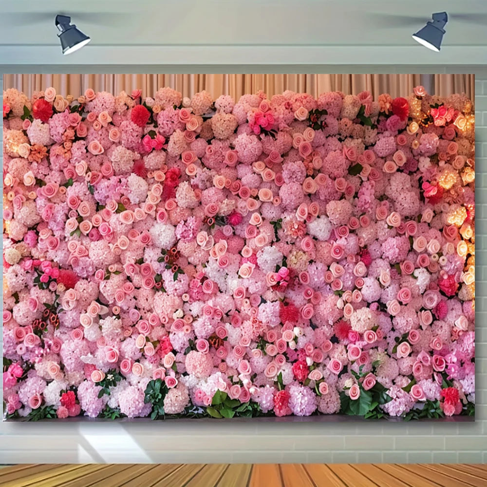 Wedding Flowers Curtain Backdrop Bridal Shower Engagement Ceremony Party Photography Background Wall Decor Photo Studio Props