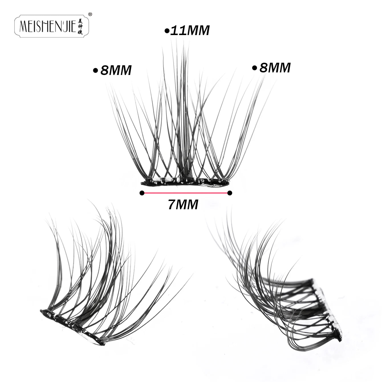 MEISHENJIE Self Adhesive Eyelashes 100 PCS DIY Cluster Lashes No Glue Needed Individual Lashes Extension Makeup Tools Faux Cils