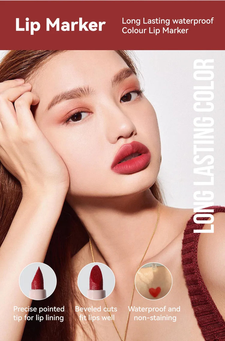Nude Brown Matte Lipstick Marker Pen Solid Lip Gloss Waterproof Long Lasting Lipstick Pencil Lip Liner Pen Lips Makeup Cosmetics