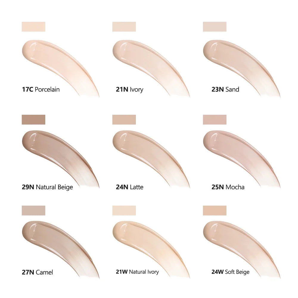 Cushion Foundation Refill Waterproof Semi-Matte Red Finish 72-Hour Wear Long-Lasting Buildable Coverage Sun Protection Makeup