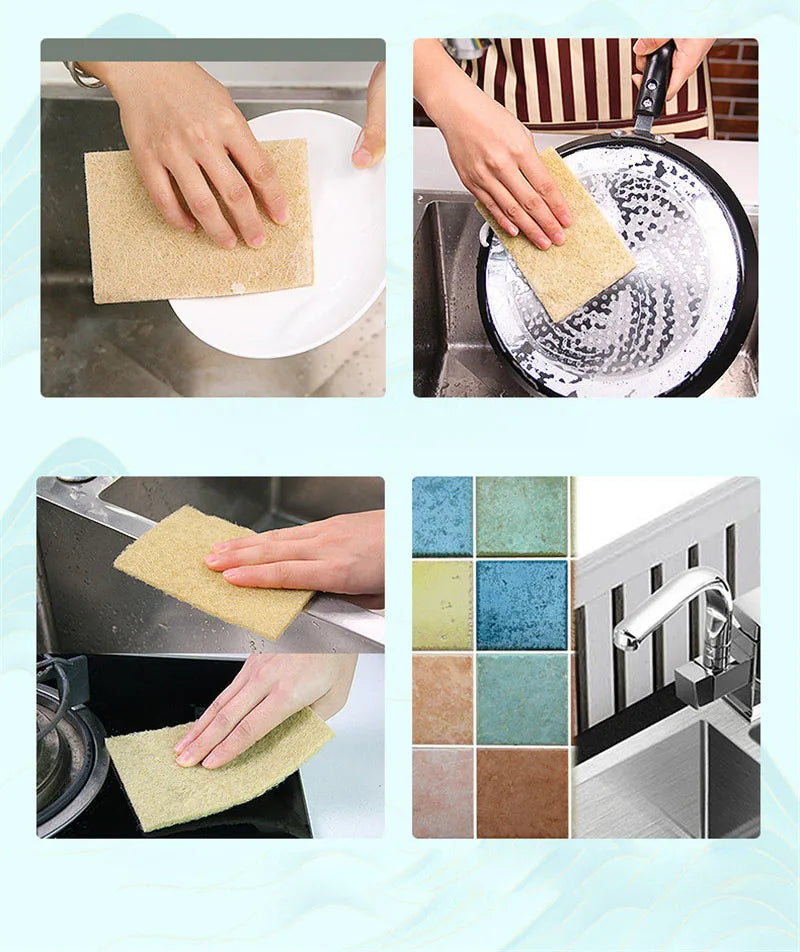 5/10/20pcs Sisal Microfiber Sponge Eco-friendly Plant Sponges for Dishwashing Natural Fiber Cleaning Cloth Kitchen Accessories