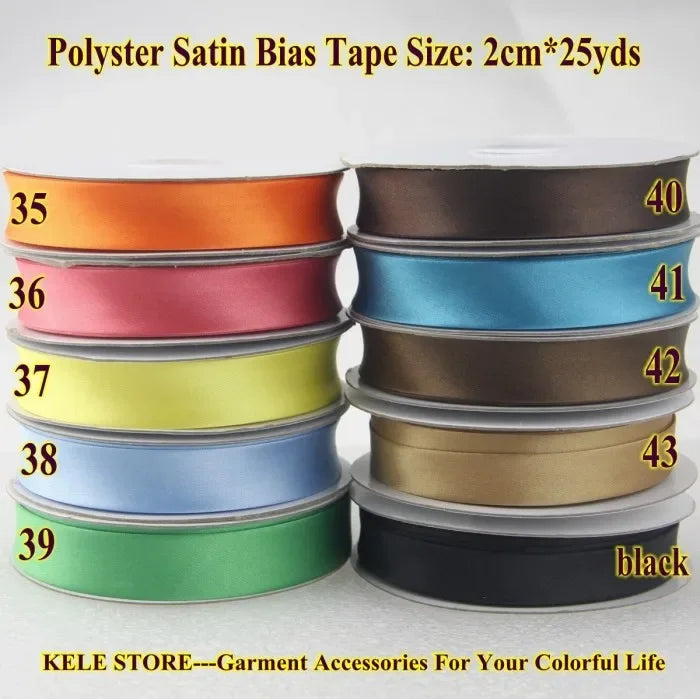 Polyester Satin Bias Binding Tape,bias Binding Size:20mm,3/4" *25yds,fold Tape for DIY Sewing Garment Accessories