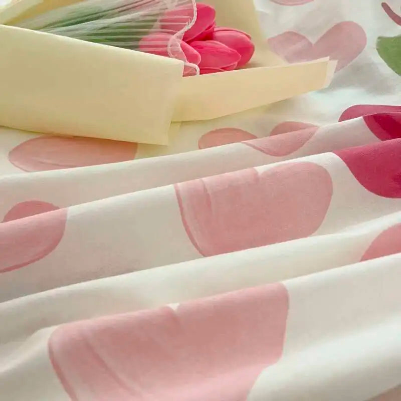 100% Cotton Floral Fitted Sheet Set - Includes Pillowcase, Single/Queen/King Size Mattress Covers(Breathable)