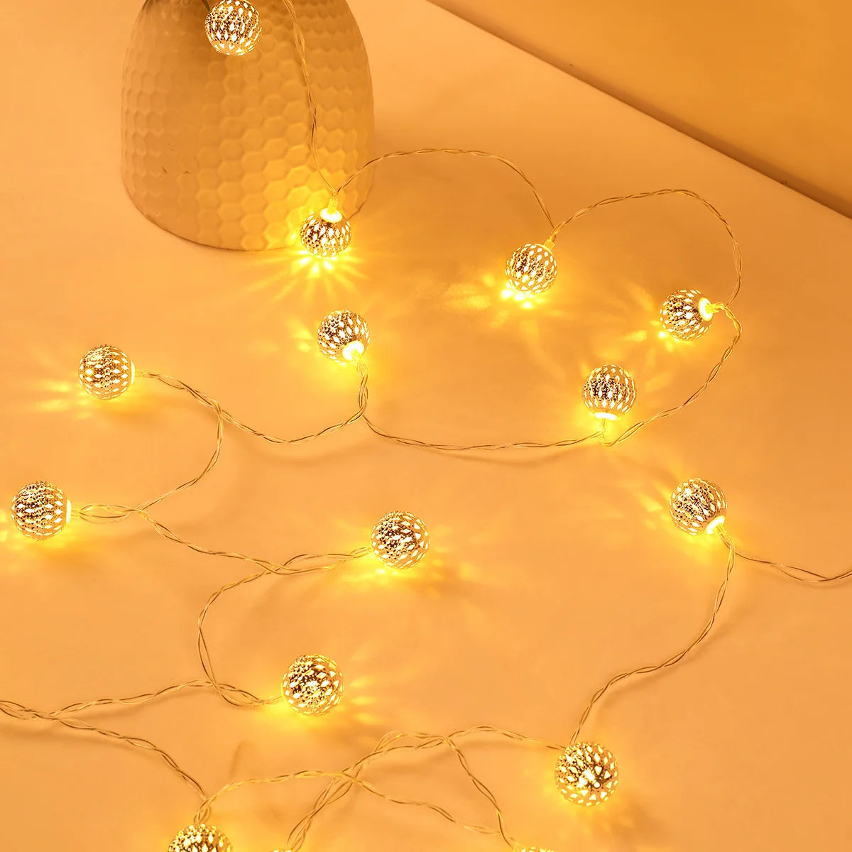 3M 20Led Light String Battery USB Power Hollow-out Moroccan Balls Garland Fairy Lights Wedding Party Christmas Decoration Lamp