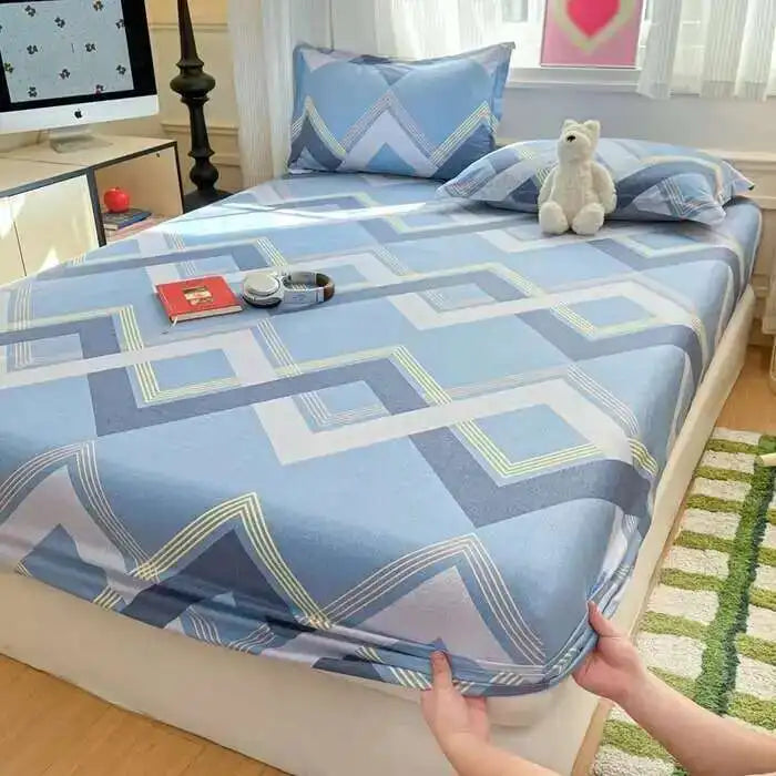 100% Cotton Floral Fitted Sheet Set - Includes Pillowcase, Single/Queen/King Size Mattress Covers(Breathable)